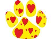4.5 x 5 Yellow And Red Heart Animal Paw Print Window Sticker Decal Stickers Decals