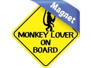 6in x 6in Monkey Lover On Board Animals Magnet Magnetic Vehicle Sign