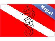 5in x 3in Sea Horse Scuba Diver Down flag Magnet Magnetic Vehicle Sign