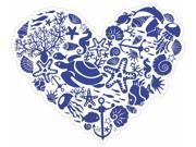 4.3in x 3.3in Die Cut Blue and White Sea Animal Heart Window Sticker Decal Stickers Decals