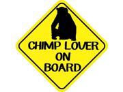 6in x 6in Chimp Lover On Board Animals Bumper Sticker Vinyl Window Decal