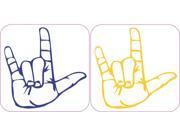 X2 2.5 x2.5 Sign Language I Love You Bumper Sticker Decal Vinyl Stickers Decals