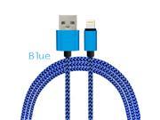 Uiiparts Lightning USB Cable Nylon Braided Metal Heads iOS9 Sync Data Charger Cable for iPhone 5 5S SE 6 6S Plus 3 Pack Blue 1ft