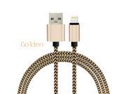 Uiiparts Lightning USB Cable Nylon Braided Metal Heads iOS9 Sync Data Charger Cable for iPhone 5 5S SE 6 6S Plus 3 Pack Gold 1ft