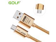 GOLF Micro USB Cable 2.1A Metal Braided Wire 2.0 Data Sync Charging Data Cable Output For Samsung LG Moto HTC OPPO VIVO Android Phone Fast Charging Wire Gold