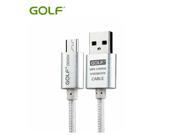 GOLF Micro USB Cable 2.1A Metal Braided Wire 2.0 Data Sync Charging Data Cable Output For Samsung LG Moto HTC OPPO VIVO Android Phone Fast Charging Wire Silve