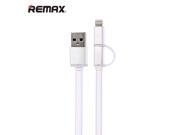 REMAX 2 in 1 Micro Lightning USB Cable Charging Cable LED Indicator Data Wire For iPhone 7 6s Plus 5s For iPad Samsung HTC LG And More White