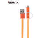 REMAX 2 in 1 Micro Lightning USB Cable Charging Cable LED Indicator Data Wire For iPhone 7 6s Plus 5s For iPad Samsung HTC LG And More Orange