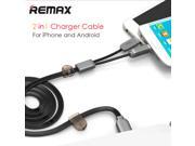 Remax 2 in 1 USB Micro Lightning Cable with Magnetic Data Sync Fast Charger Cable For iPhone 7 6S Plus 5S Samsung HTC LG And More Smartphone Black