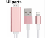Lightning to HDMI Adapter Cable.Uiiparts Lightning MHL To HDMI Cable 6FT 1080P HDTV Adapter For iPhone 5 5S 6 6s 7 plus Not Compatible iPad mini air pro Rose