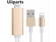 Lightning to HDMI Adapter Cable.Uiiparts Lightning MHL To HDMI Cable 6FT 1080P HDTV Adapter For iPhone 5 5S 6 6s 7 plus Not Compatible iPad mini air pro Gold