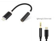 Uiiparts 1pcs 3ft Lightning to 3.5mm Male to Male Aux Stereo Audio Cable and 1pcs 12CM 8 pin to 3.5mm Headphone Jack Adapter for iPhone 7 7 Plus Black
