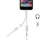 Uiiparts 2 in 1 Lightning to Audio 3.5mm Headphone and Lightning Charger Adapter for iPhone 7 7 Plus Silver