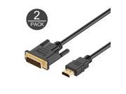 HDMI to DVI Cable Rankie 2 Pack 6FT CL3 Rated High Speed Bi Directional HDMI HDTV to DVI Cable