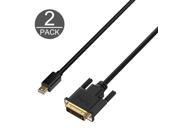 Mini DP to DVI Rankie 2 Pack 6FT Gold Plated Mini DisplayPort Thunderbolt Port Compatible to DVI Cable