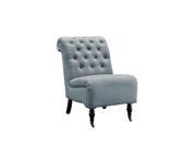 Linon Cora Washed Blue Linen Roll Back Tufted Chair