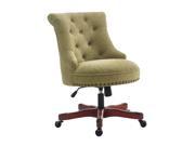 Sinclair Office Chair Green Dark Walnut Wood Base
