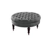 Isabelle Charcoal Round Tufted Ottoman