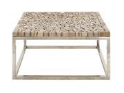 Exceptionally Designed Stainless Steel Teak Coffee Table