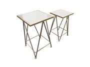 Attractive Metal Mirror Accent Table Set of 2