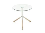 Classy Stainless Steel Wood Glass Accent Table