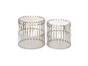 Smart Set Of Two Stainless Steel Marble Accent Tables