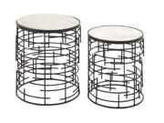 Fantastic Set Of Two Metal Marble Accent Table