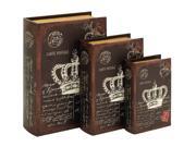 Wd Lthr Book Box Set Of 3 13 Inches 11 Inches 9 Inches Height