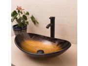 Oval Bathroom Tempered Glass Vessel Sink ORB Faucet Pop up Drain Modern Combo
