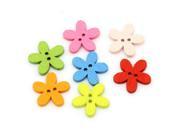 Flowers Shaped 2 Holes Mixed 100PCs Wood Buttons Sewing Scrapbooking