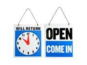 OPEN CLOSED Sign WILL RETURN CLOCK Business Hours —Hanging 2 Sided 8.7x7½