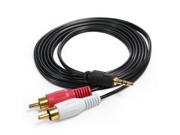 3.5mm Male Jack to AV 2 RCA Stereo Music Audio Cable for Computer DVD TV VCR New
