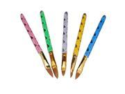1Set 5Pcs 2 Ways Cuticle Pusher Nail Art UV Gel Painting Brush Pen Liner Point Manicure Tool