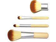 4PCS Foundation Powder Brush Bamboo Handle Cosmetic Tool With Bag