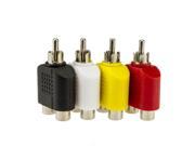 4pcs RCA Y Splitter Adapt Audio Video Plug Converter 1 Male to 2 Female Adapter