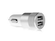 Silver Top Dual USB 2 Port 2.1A 1A Car Power Charger Adapter For Samsung HTC