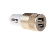 Gold Top Dual USB 2 Port 2.1A 1A Car Power Charger Adapter For Samsung HTC