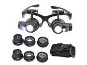 10X LED Magnifier Double Eye Glasses Loupe Lens Jeweler Watch Repair 15X 20X 25X