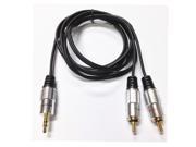 3.5mm Stereo Audio Jack to 2x Twin Male RCA Phono Plugs 24K Gold Cable OFC 3m