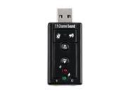 Black External 7.1 Channel USB2.0 3D Virtual Audio Sound Card Adapter PC