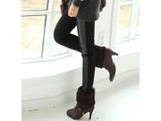 1pcs Women Fashion PU Leather Cotton Jeggings Looks Ladies Skinny Pencil Pants Slim elastic stretchy trousers Black Hottest