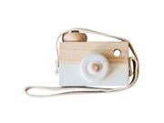 White Wooden camera toys creative decoration neck hanging children s toys camera props installed