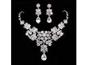 Women Fashion Crystal Rhinestone Necklace Ear Earring Jewelry Sets