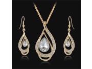 Gold Filled Sapphire Austrian Crystal Chain Jewelry Sets Necklace Earrings