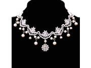 White Color Elegant Jewelry Women Lace Pearl Necklace Choker Wedding Bridal Party Charm Jewelry