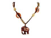 Boho Jewelry Ethnic Style Hand Made Bead Wood Elephant Creative SHape Pendant Necklace