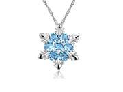 Charm Vintage Blue Crystal Snowflake Flower Silver Necklace Pendant