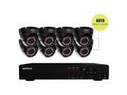 SANSCO Smart CCTV Security Camera System 8 Channel 1080N DVR Recorder with 8x Super HD 1.0MP Outdoor Cameras 1280x720 Dome Cam Rapid USB Storage Backup NO H