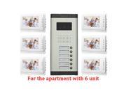 Apartment Video Intercom Door Phone System 6 Call button HD Camera with 6 Montions of 7 Inch LCD