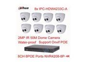 Dahua 8CH POE NVR4208 8P 4K 8pcs IPC HDW4233C A HD 2MP IR IP67 IP Dome Camera 3.6mm